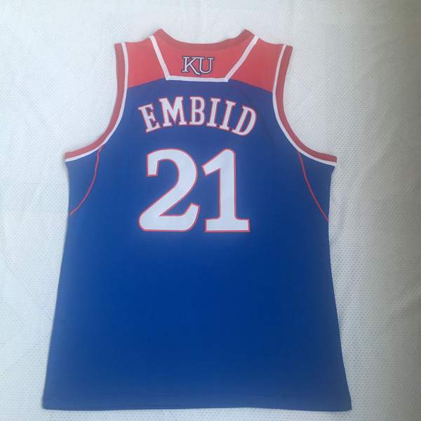 Kansas Jayhawks Blue #21 EMBIID NCAA Basketball Jersey