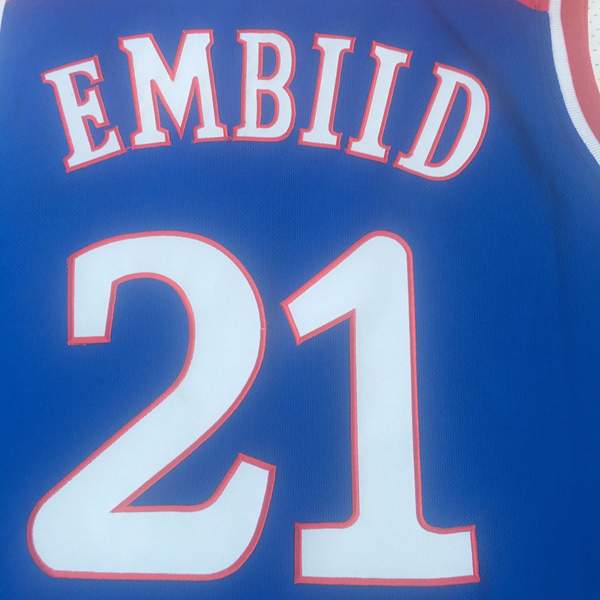 Kansas Jayhawks Blue #21 EMBIID NCAA Basketball Jersey