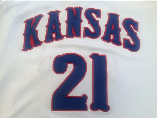 Kansas Jayhawks White #21 EMBIID NCAA Basketball Jersey