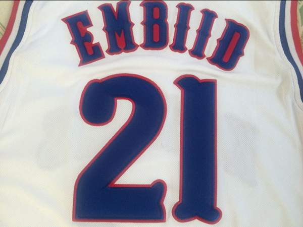 Kansas Jayhawks White #21 EMBIID NCAA Basketball Jersey