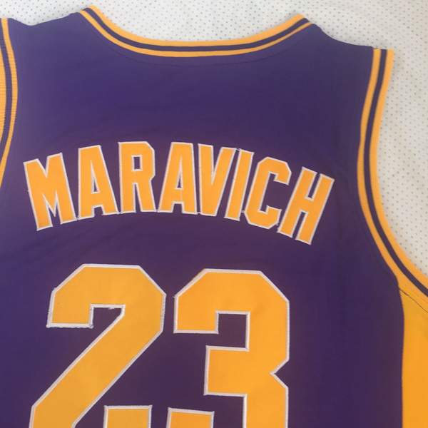 LSU Tigers Purple #23 MARAVICH NCAA Basketball Jersey