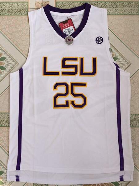LSU Tigers White #25 SIMMONS NCAA Basketball Jersey