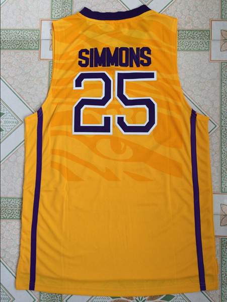LSU Tigers Yellow #25 SIMMONS NCAA Basketball Jersey