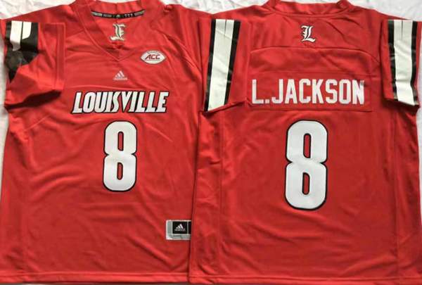 Louisville Cardinals Red #8 L.JACKSON NCAA Football Jersey