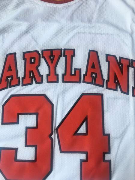 Maryland Terrapins White #34 BIAS NCAA Basketball Jersey