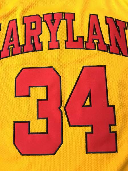 Maryland Terrapins Yellow #34 BIAS NCAA Basketball Jersey