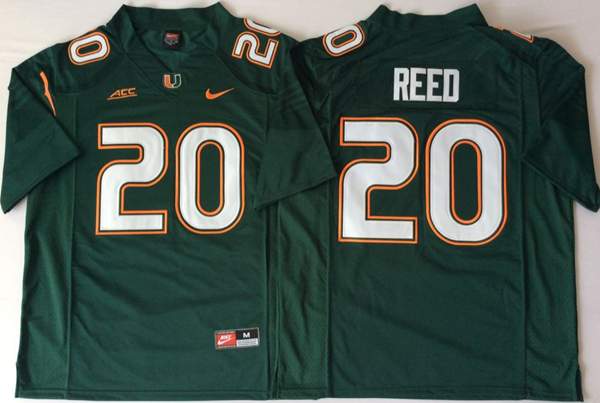 Miami Hurricanes Green #20 REED NCAA Football Jersey