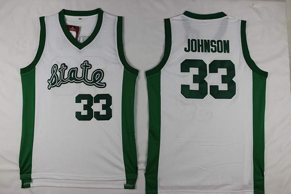 Michigan State Spartans White #33 JOHNSON NCAA Basketball Jersey