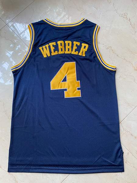 Michigan Wolverines Blue #4 WEBBER NCAA Basketball Jersey