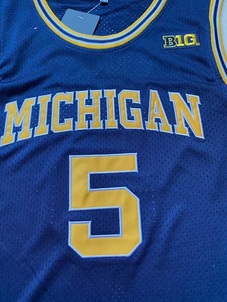 Michigan Wolverines Blue #5 ROSE NCAA Basketball Jersey