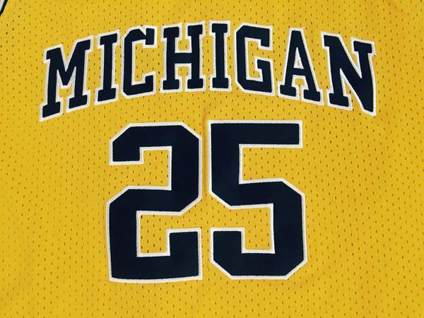 Michigan Wolverines Yellow #25 HOWARD NCAA Basketball Jersey