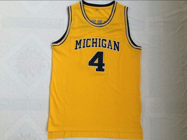 Michigan Wolverines Yellow #4 WEBBER NCAA Basketball Jersey