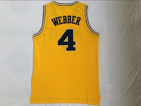 Michigan Wolverines Yellow #4 WEBBER NCAA Basketball Jersey
