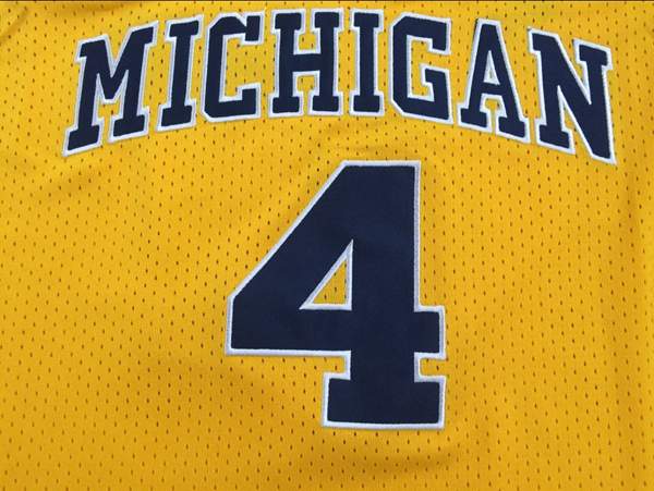 Michigan Wolverines Yellow #4 WEBBER NCAA Basketball Jersey