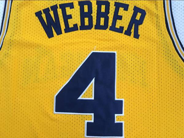 Michigan Wolverines Yellow #4 WEBBER NCAA Basketball Jersey