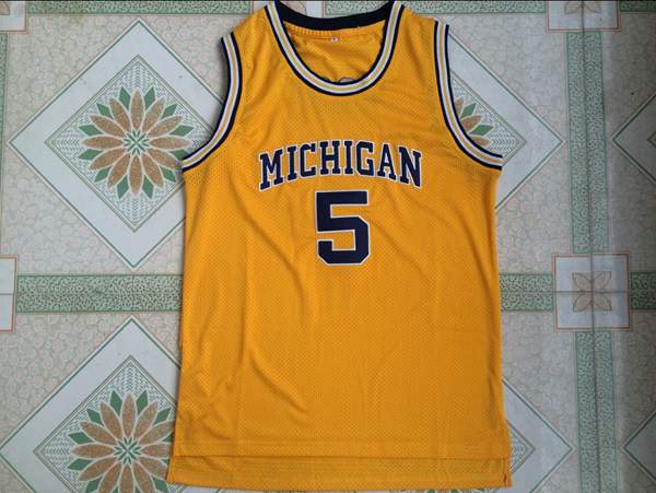 Michigan Wolverines Yellow #5 ROSE NCAA Basketball Jersey