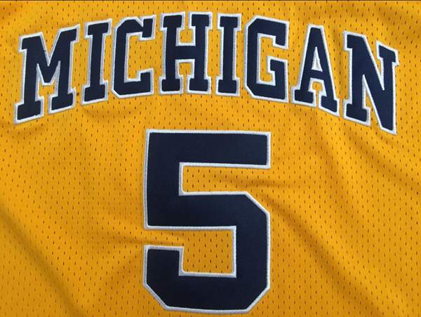 Michigan Wolverines Yellow #5 ROSE NCAA Basketball Jersey