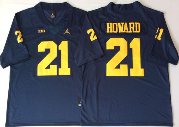 Michigan Wolverines Dark Blue #21 HOWARD NCAA Football Jersey