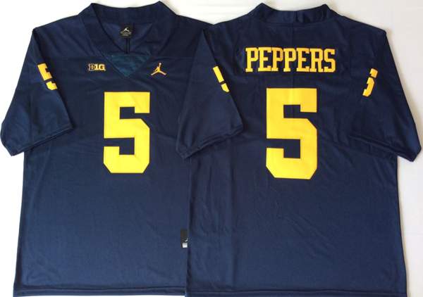 Michigan Wolverines Dark Blue #5 PEPPERS NCAA Football Jersey
