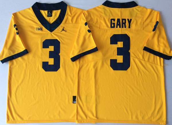 Michigan Wolverines Yellow #3 GARY NCAA Football Jersey