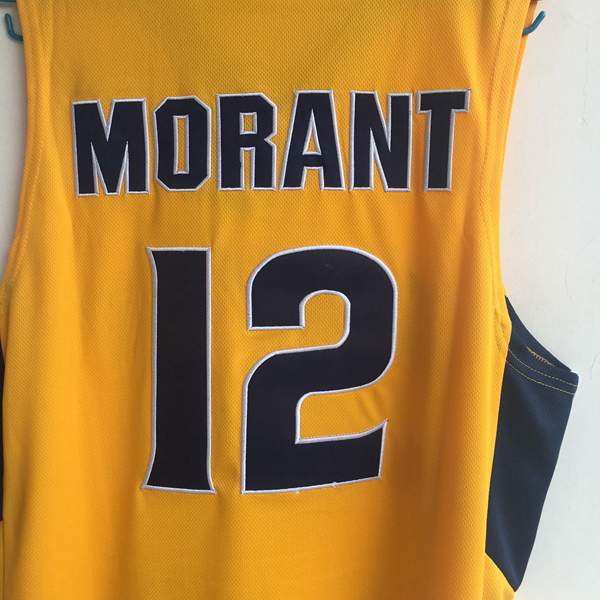 Murray State Racers Yellow #12 MORANT NCAA Basketball Jersey