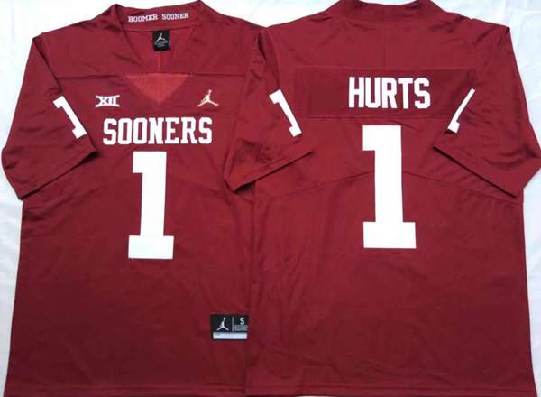 Oklahoma Sooners Red #1 HURTS NCAA Football Jersey