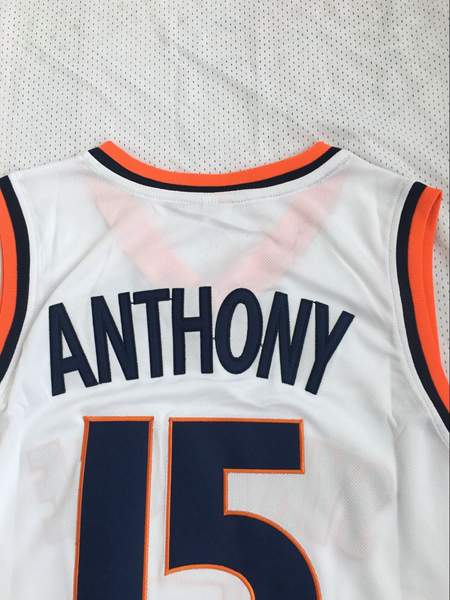 Syracuse Orange White #15 ANTHONY NCAA Basketball Jersey