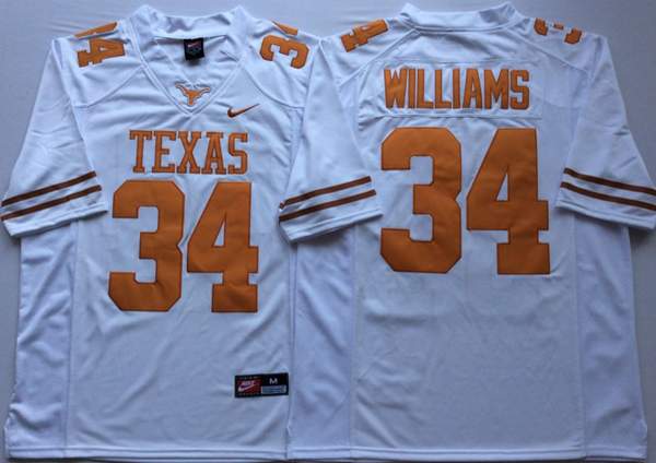 Texas Longhorns White #34 WILLIAMS NCAA Football Jersey