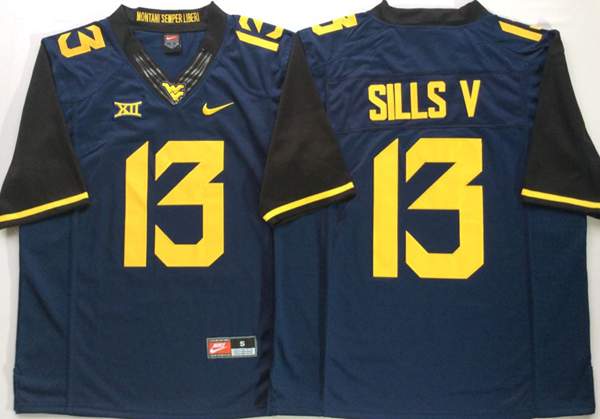 West Virginia Mountaineers Dark Blue #13 SILLS V NCAA Football Jersey