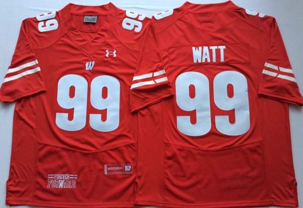 Wisconsin Badgers Red #99 WATT NCAA Football Jersey