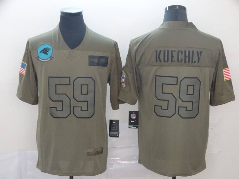 Carolina Panthers Olive Salute To Service NFL Jersey 02