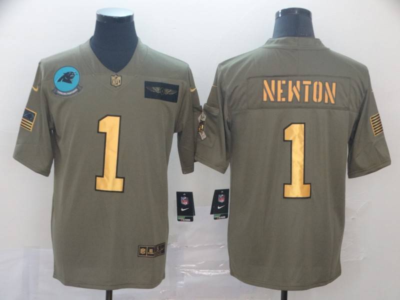 Carolina Panthers Olive Salute To Service NFL Jersey 03