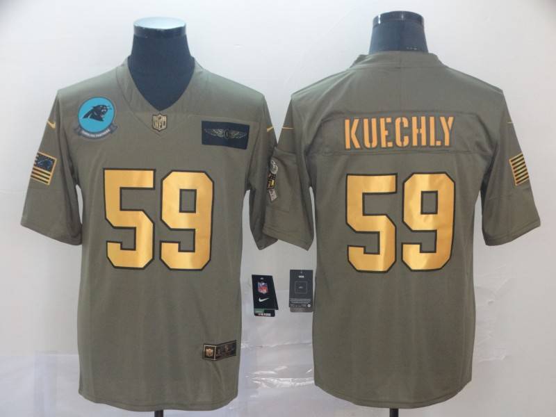 Carolina Panthers Olive Salute To Service NFL Jersey 03