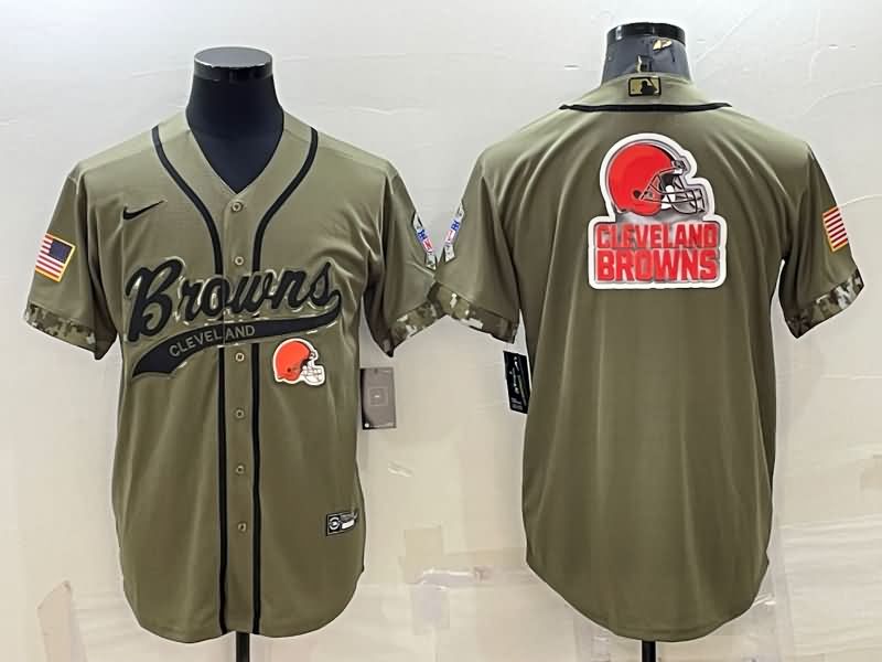 Cleveland Browns Olive Salute To Service MLB&NFL Jersey