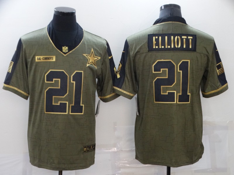 Dallas Cowboys Olive Salute To Service NFL Jersey 02