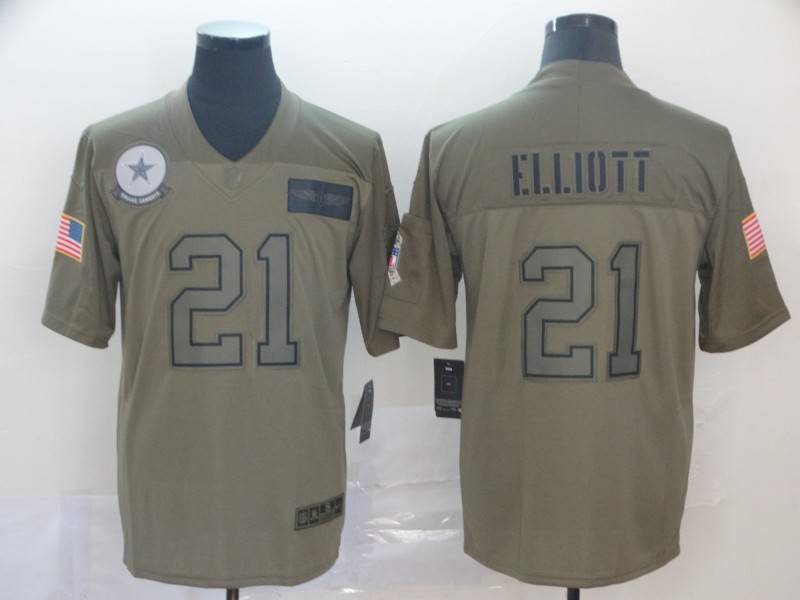 Dallas Cowboys Olive Salute To Service NFL Jersey 03