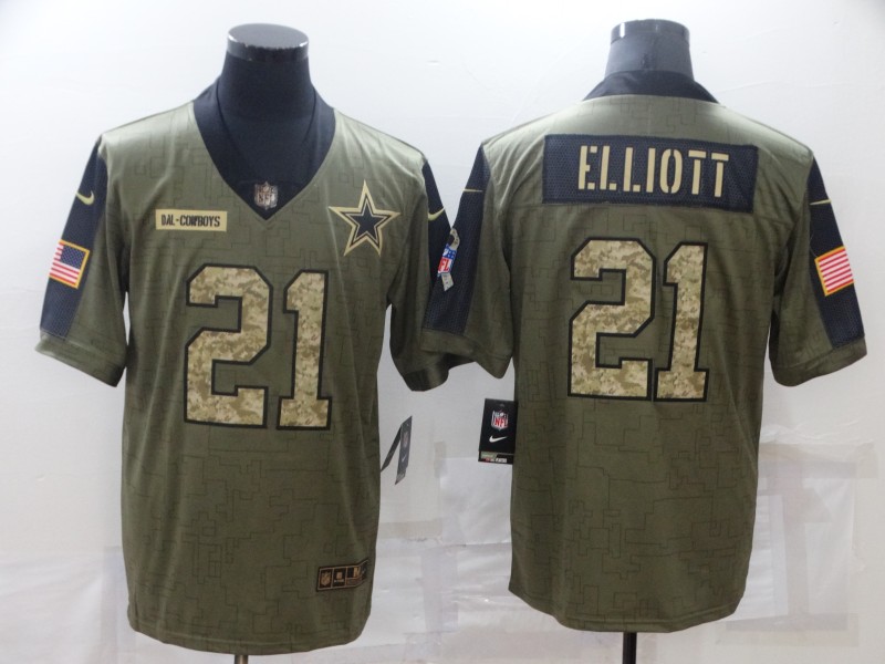 Dallas Cowboys Olive Salute To Service NFL Jersey 06