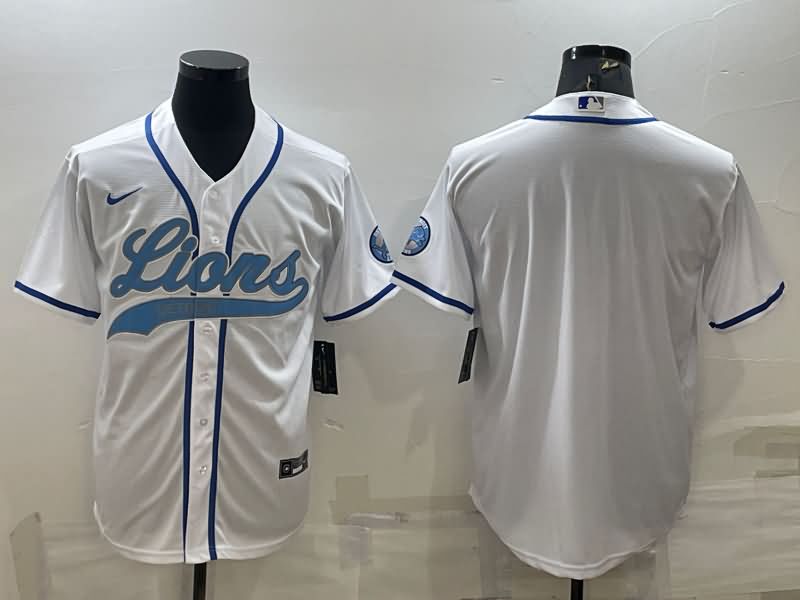 Detroit Lions White MLB&NFL Jersey