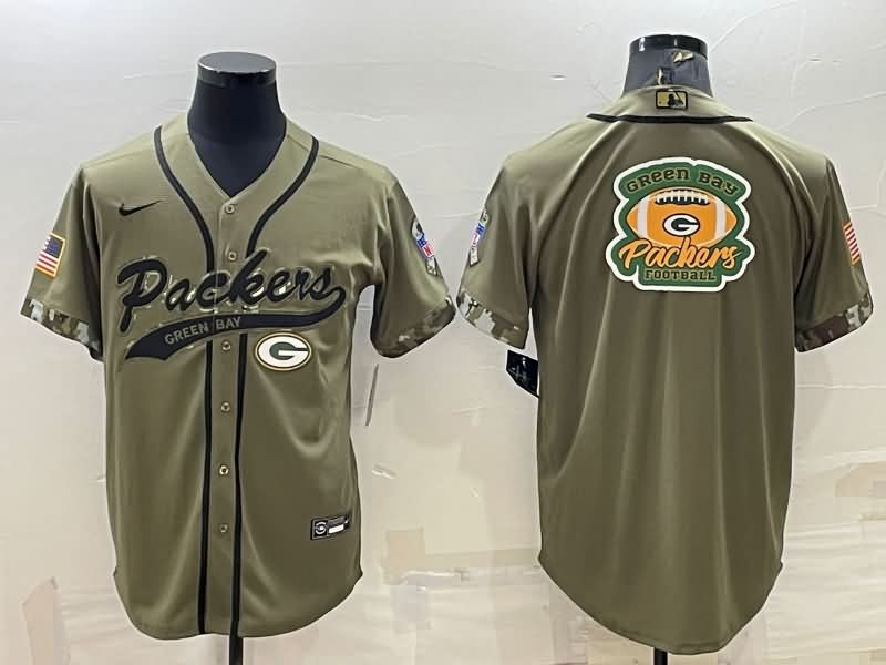 Green Bay Packers Olive Salute To Service MLB&NFL Jersey