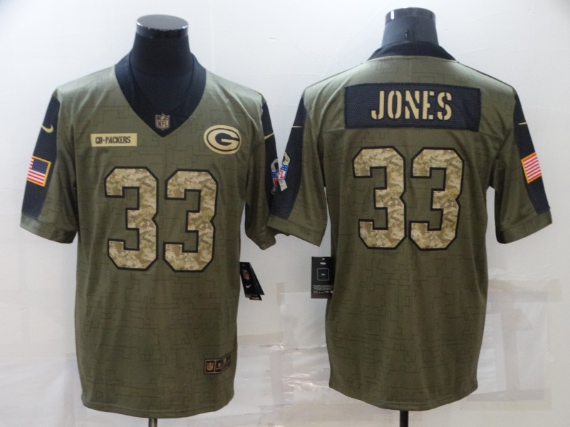 Green Bay Packers Olive Salute To Service NFL Jersey 05