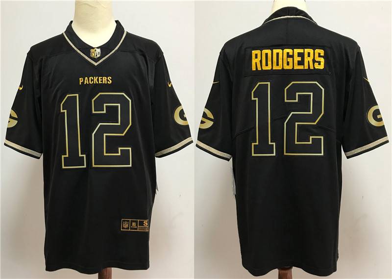Green Bay Packers Black Gold Retro NFL Jersey