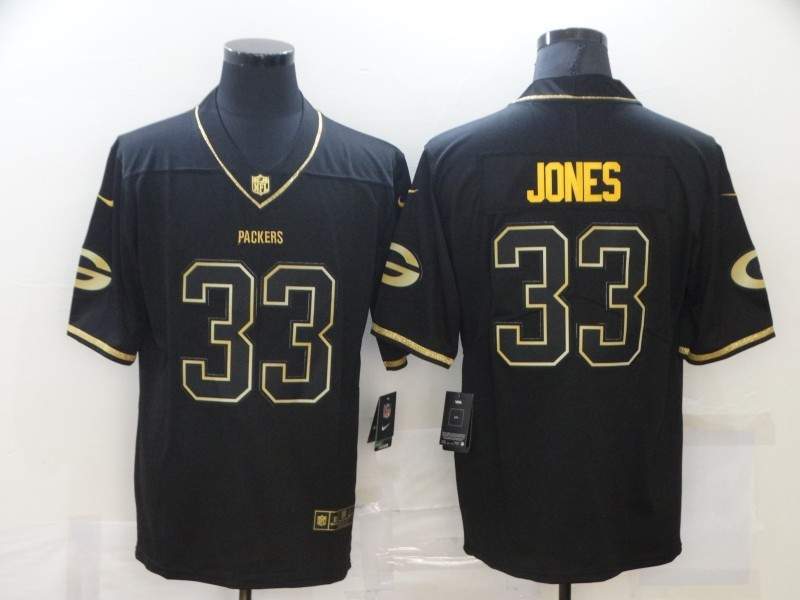 Green Bay Packers Black Gold Retro NFL Jersey