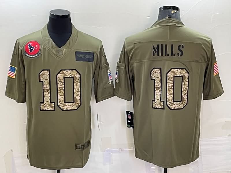 Houston Texans Olive Salute To Service NFL Jersey 03