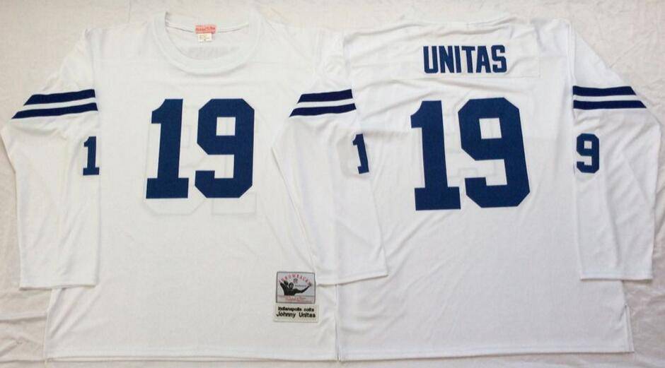 Indianapolis Colts White Retro Long Sleeve NFL Jersey