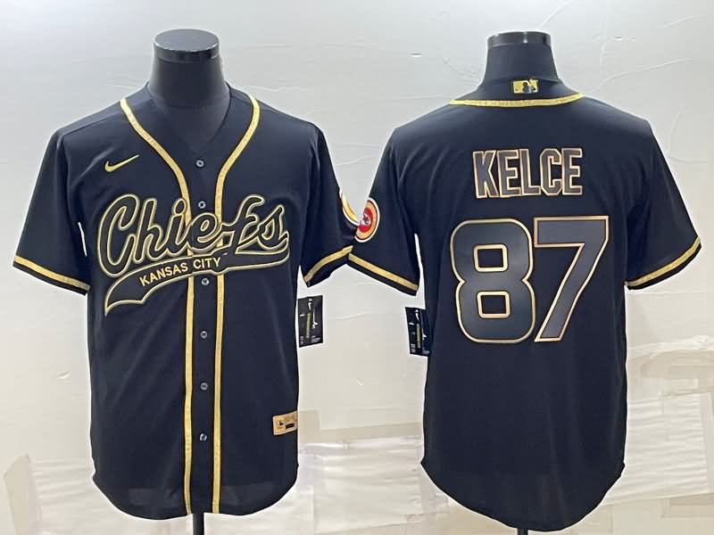 Kansas City Chiefs Black Gold MLB&NFL Jersey 02