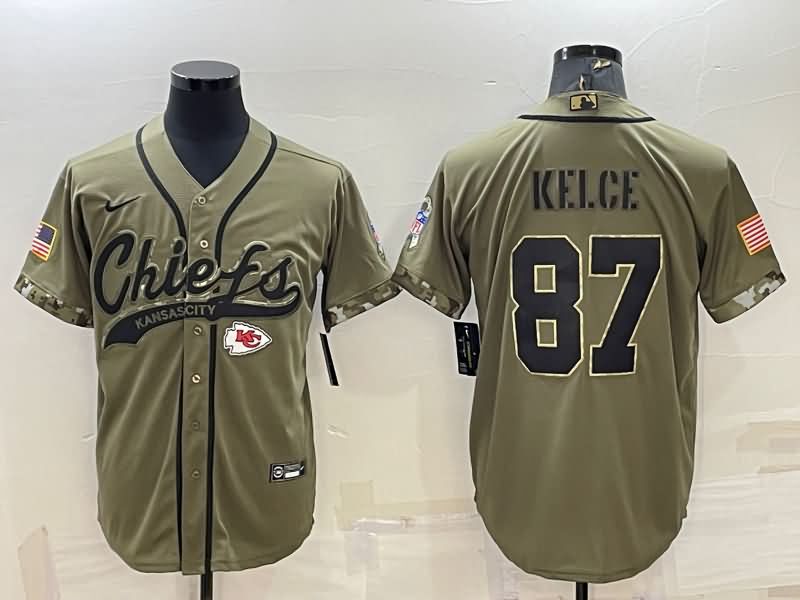 Kansas City Chiefs Olive Salute To Service MLB&NFL Jersey