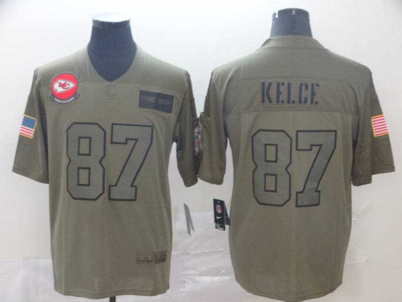 Kansas City Chiefs Olive Salute To Service NFL Jersey 02