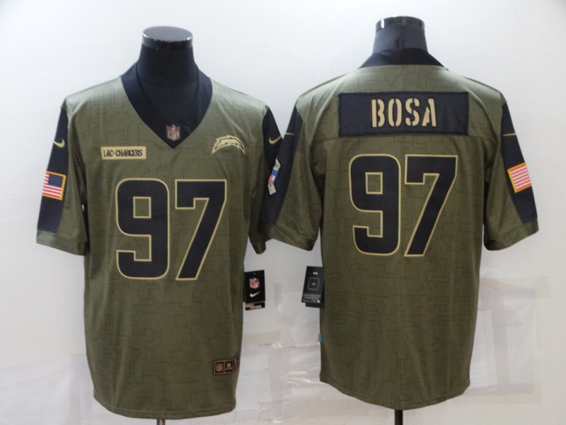 Los Angeles Chargers Olive Salute To Service NFL Jersey