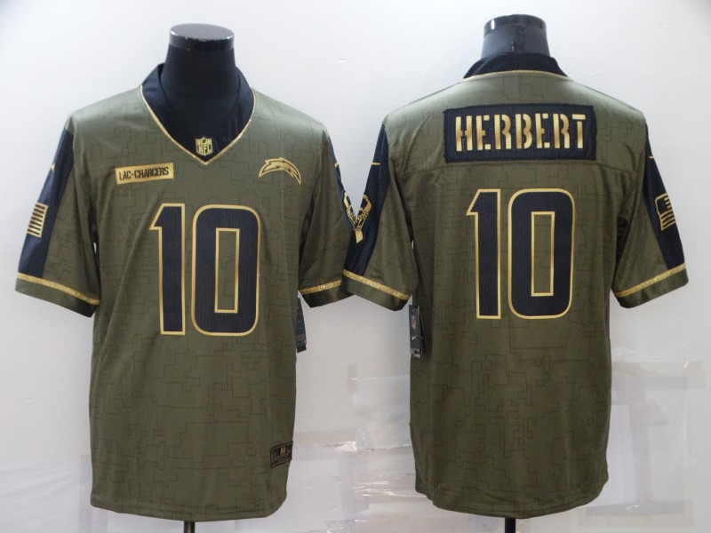 Los Angeles Chargers Olive Salute To Service NFL Jersey 02
