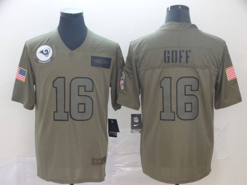 Los Angeles Rams Olive Salute To Service NFL Jersey 02